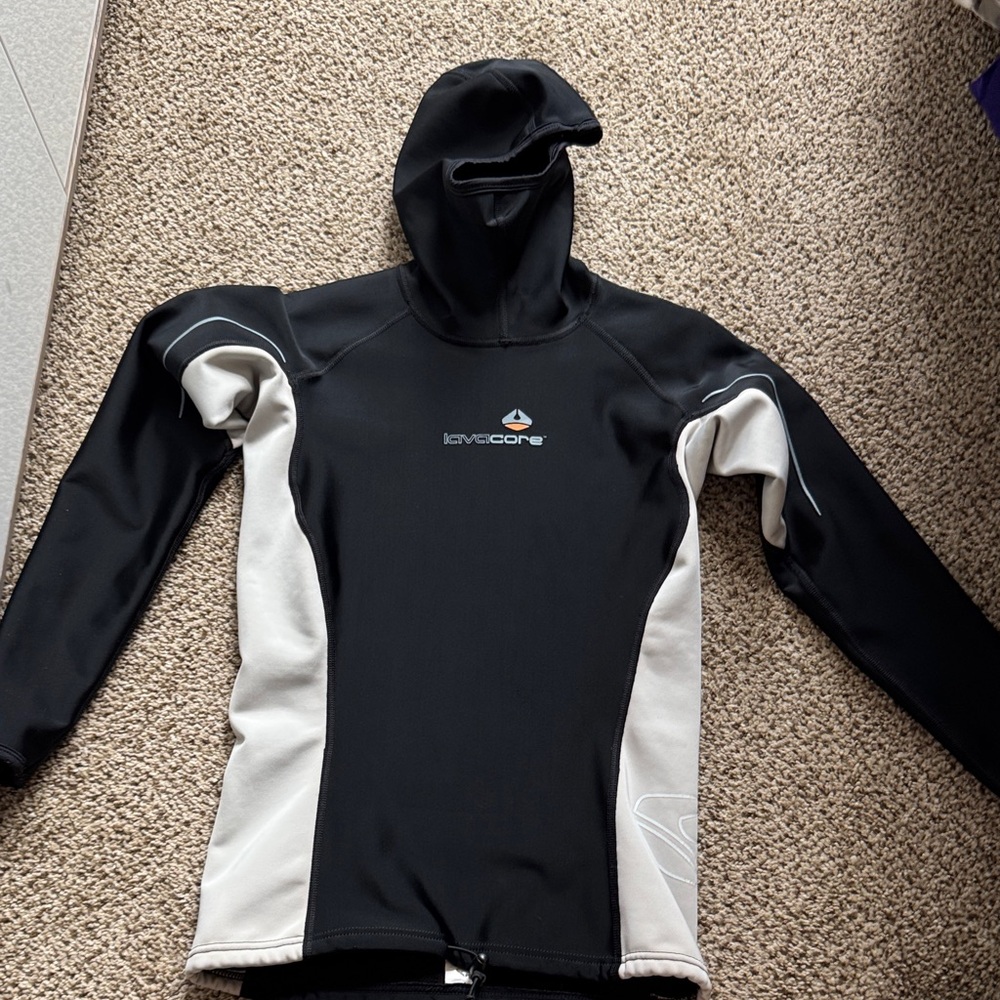 Lava core Hooded scuba Top with White Logo Detail